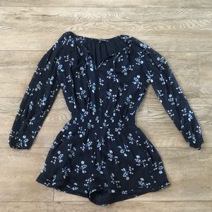 Abercrombie blue floral long sleeve romper. SM